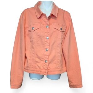 Tribal Coral Denim Jacket with Silver Buttons